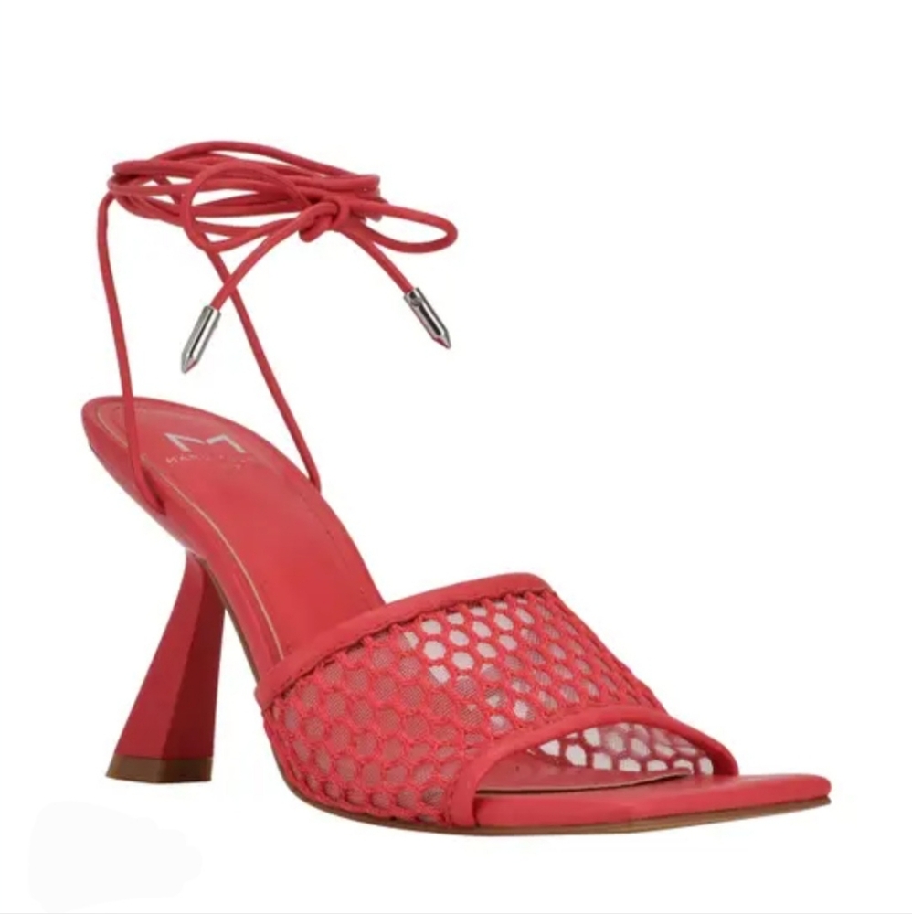 Marc Fisher Dallyn Square Toe Ankle Strap Sandals In Pink Size 5.5